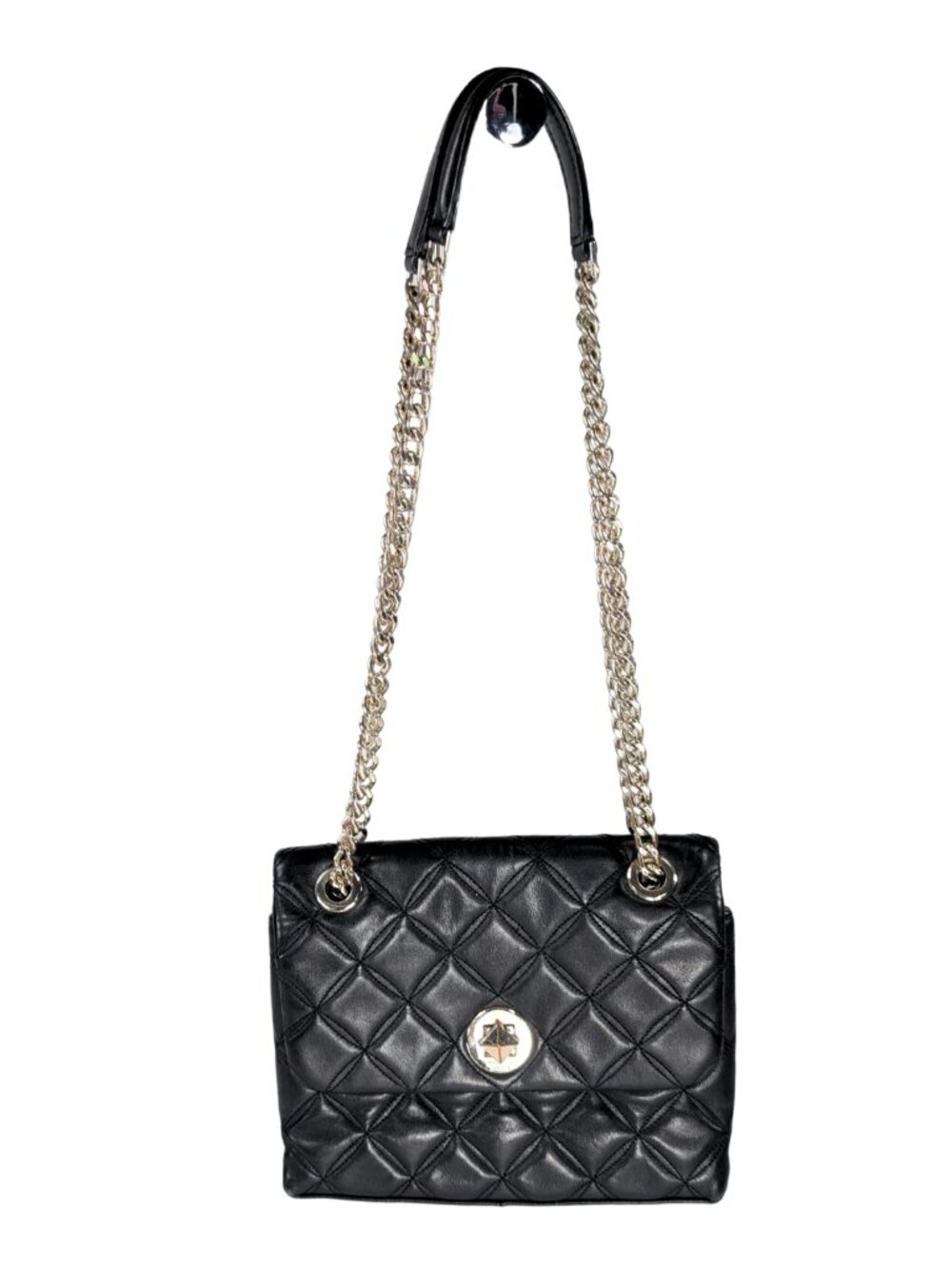 Kate Spade Natalia Black Quilted Leather Flap Chain Strap Shoulder Crossbody